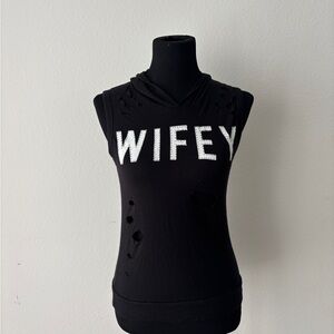 Wifey McBling Sleeveless Hooded Tank Top